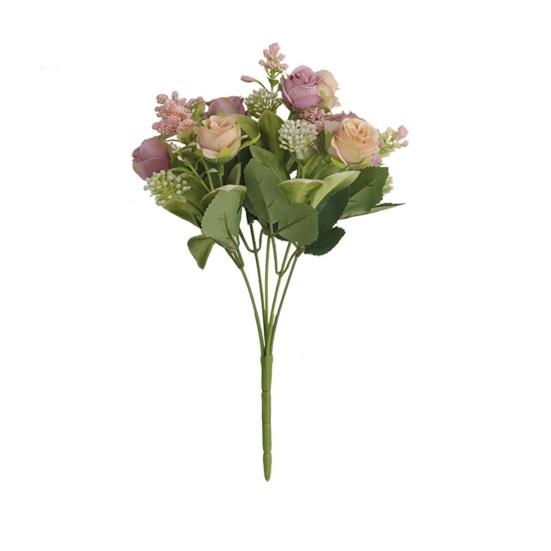 Bouquet di rose finte Forniture per la casa realistiche con stelo 15 teste Decorazioni per il soggiorno Fiore di simulazione Attraente fai-da-te