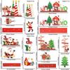 Charming Wooden Christmas Decorations Featuring Snowman Cottage And Santa Tree Design