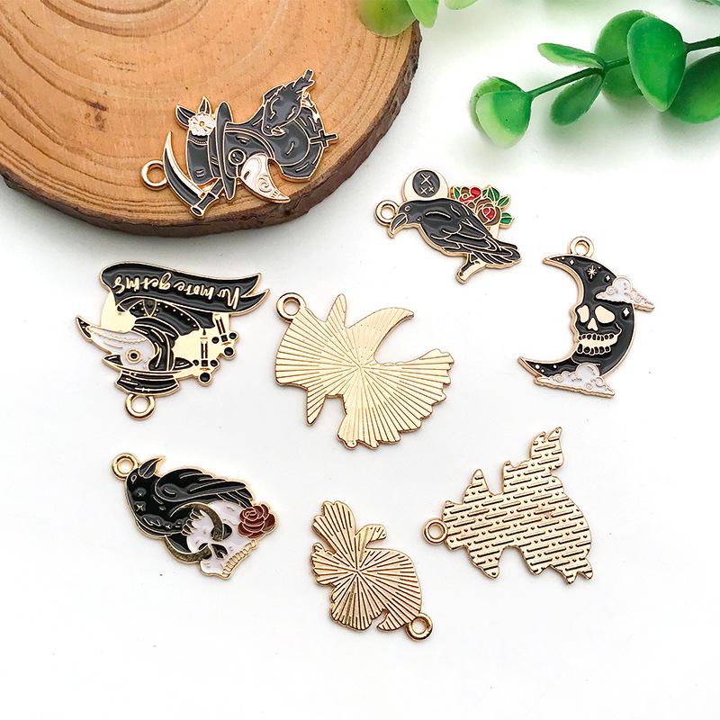 Pandantiv Craniu de Halloween Lună Cioară - Accesorii Bijuterii DIY