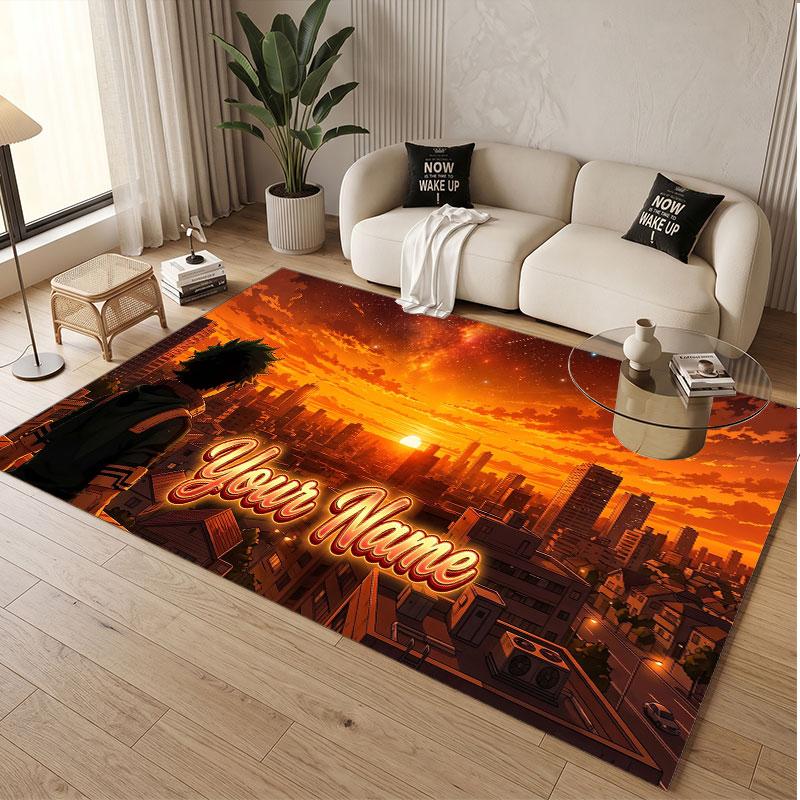Custom Name Crystal Velvet Rug,My Hero Academia Comfortable Anti Slip Floor Mat For Room Decoration