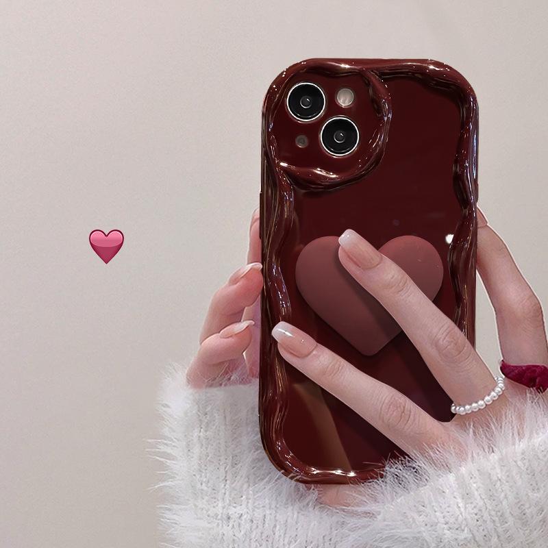 

Подходит для Apple 15promax Чехол для мобильного телефона iPhone 14/13 бордовый трехмерный Love 11/12 силиконовый анти-падения Xs iPhone 11 Pro Max