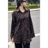 2025 Dámská košile s dlouhým rukávem a leopardím potiskem nadměrná velikost jaro a léto nová ležérní kancelářská halenka bunda klopa volný jednoduchý kabát dámské oblečení 3137