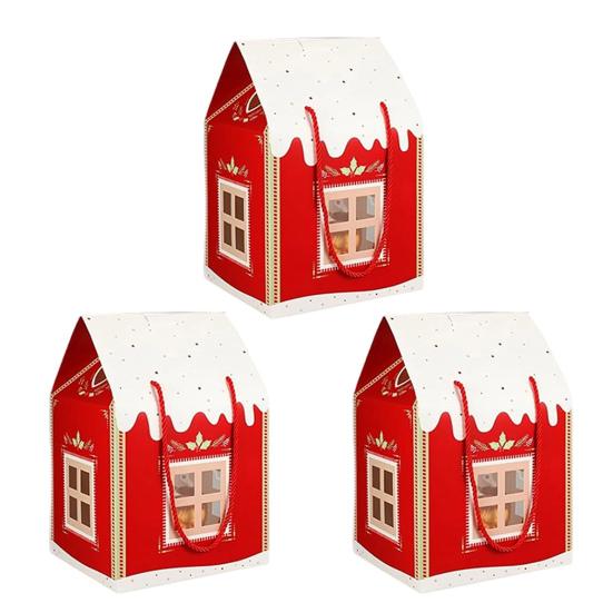 Christmas Cottage Gift Box 3D Pop Up House Boxes Festive Paper Craft with Snowflake Designs Reusable Holiday Packaging for Cookies Candies Small