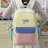 Schoolbag Dopamine Korean Version Contrasting Color Backpack Women's Lightweight Burden Reduction Junior High School Student Schoolbag Large