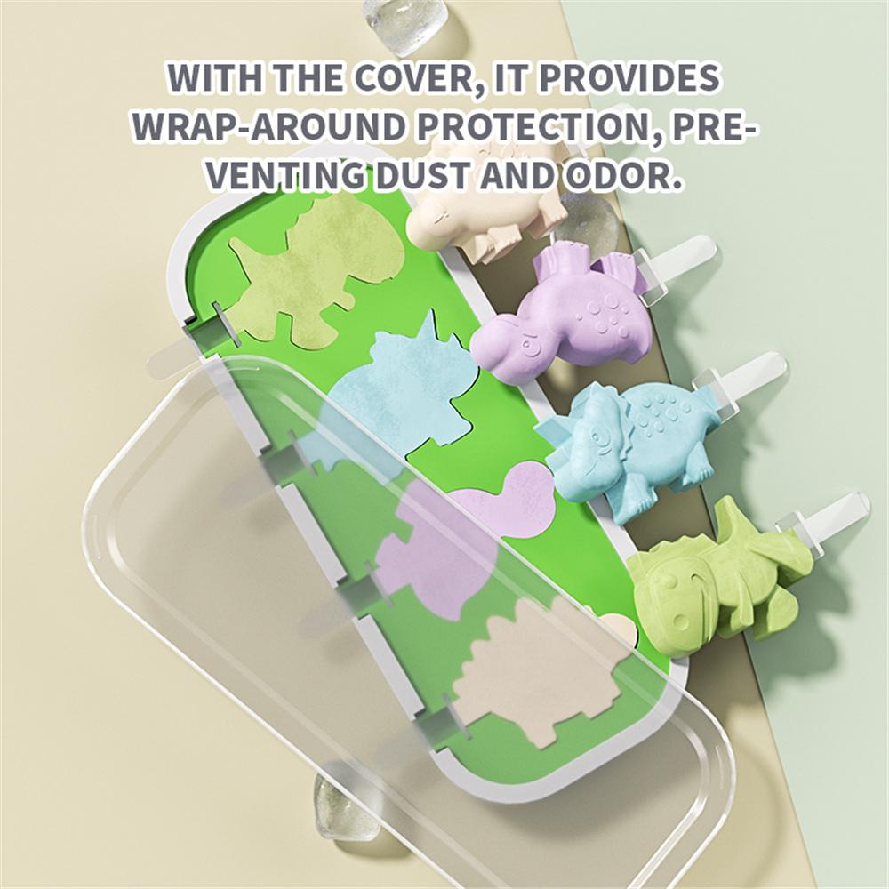 Silicone Ice Cream Mold with Lid and Sticks DIY Popsicle Mould Dinosaur Shape Pastry Mold Kitchen Ice Cream Tool