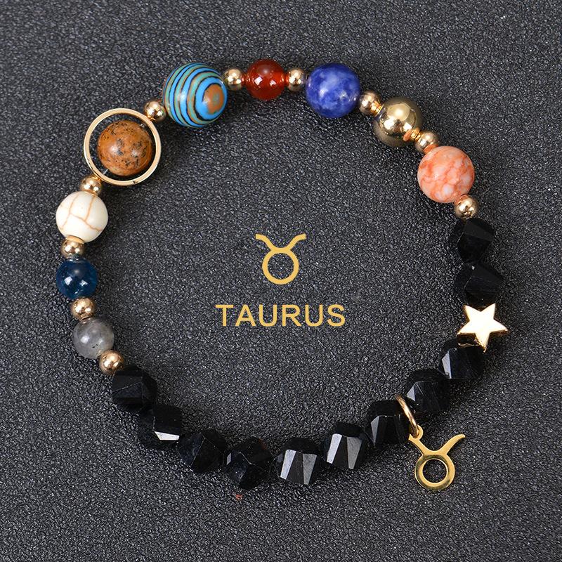 Eight major planets and twelve zodiac signs bracelet, frosted stone, bead bracelet, planets, Christmas gift, Stocking stuffers