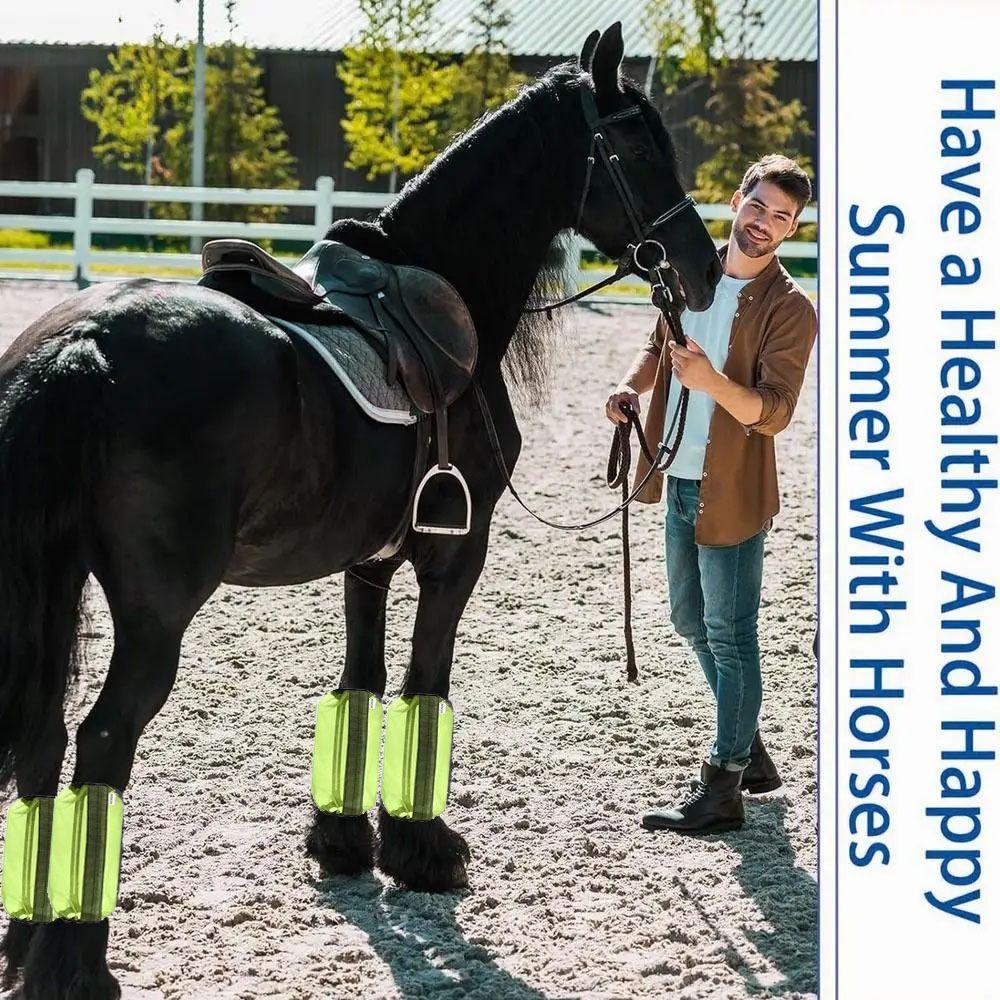 4Pcs Breathable Fly Boots for Horses Ventilated Mesh Fly Leg Wraps Horse Fly Sheets Outdoor Riding