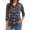 Women's Fashion Casual Lapel Short 3/4 Sleeve Print Shirt Women's Button Up Tops