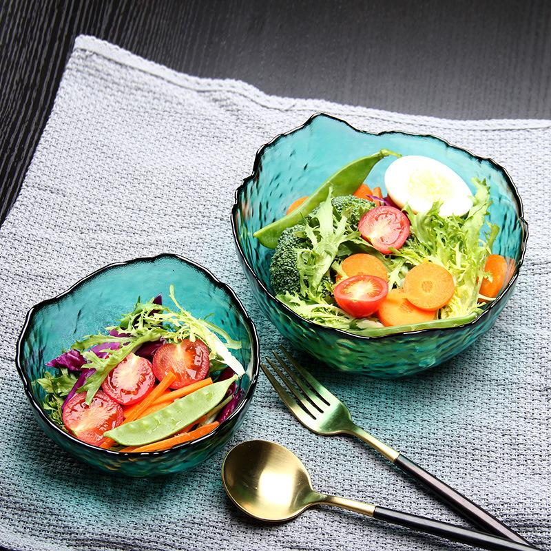 Disposable Bowl High Quality Colorful Different Size Purple Blue Pink Green Glass Salad Bowl for Home Fruit Serving