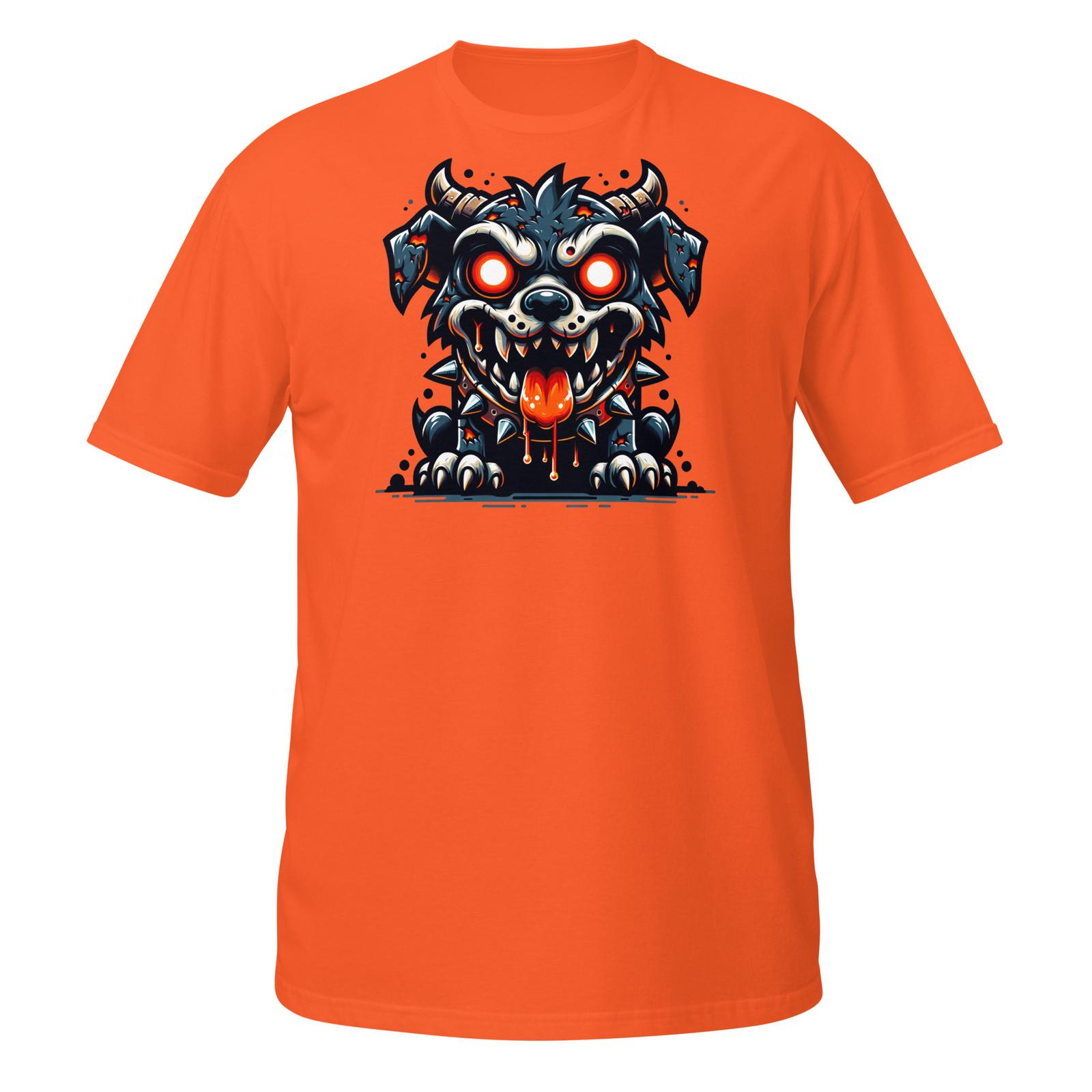 Hellhound Demon Pup T-Shirt | Fiery Eyes & Fangs | Dark Horror Dog Tee S разноцветный
