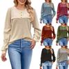Women's Fashion Casual Solid Color Print Long Sleeve O Neck Blouses & Shirts