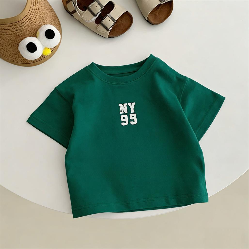 

Casual TShirt Boys And Girls Cartoon Printed Tops Kids New Design T-shirt Solid Color All-match Tops Children s Summer Clothes 100