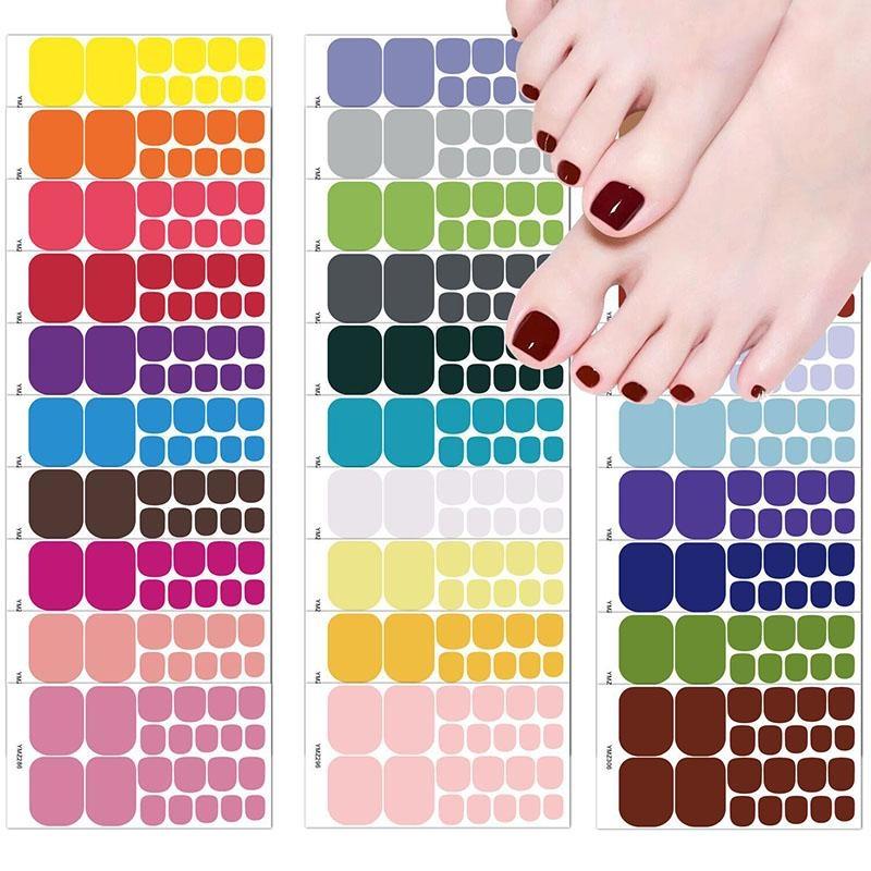 1PC Solid Color Toenail Polish Stickers Full Cover Waterproof  Toe Nail Patch Eco-friendly Long Lasting Toenail Decals Sticker(YMZ277-YMZ308)