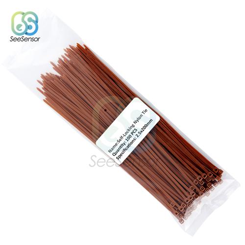 100pcs 200mm Self-locking Nylon Cable Ties 8 Inch 12 Color Plastic Wire Zip Tie 18 Lbs Binding Wrap Straps