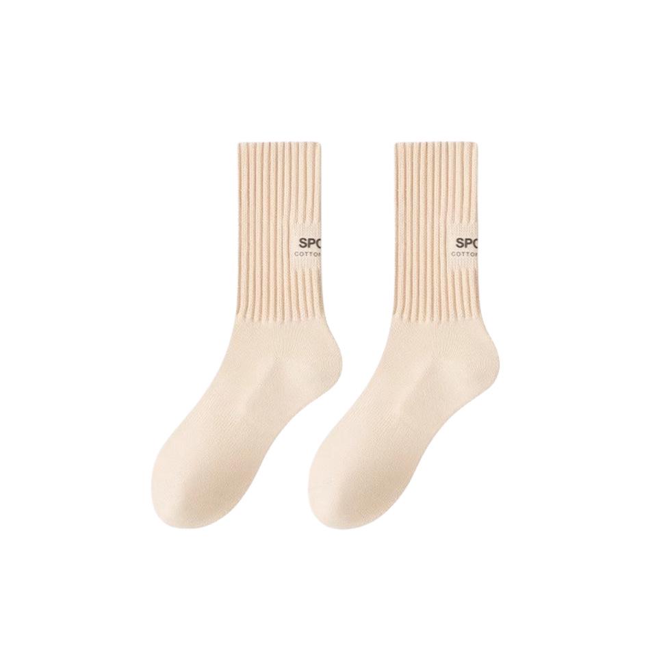 

Мужские спортивные носки до середины икры, махровые, средней толщины, для бадминтона и бега, весна/осень One Size грязно-белый