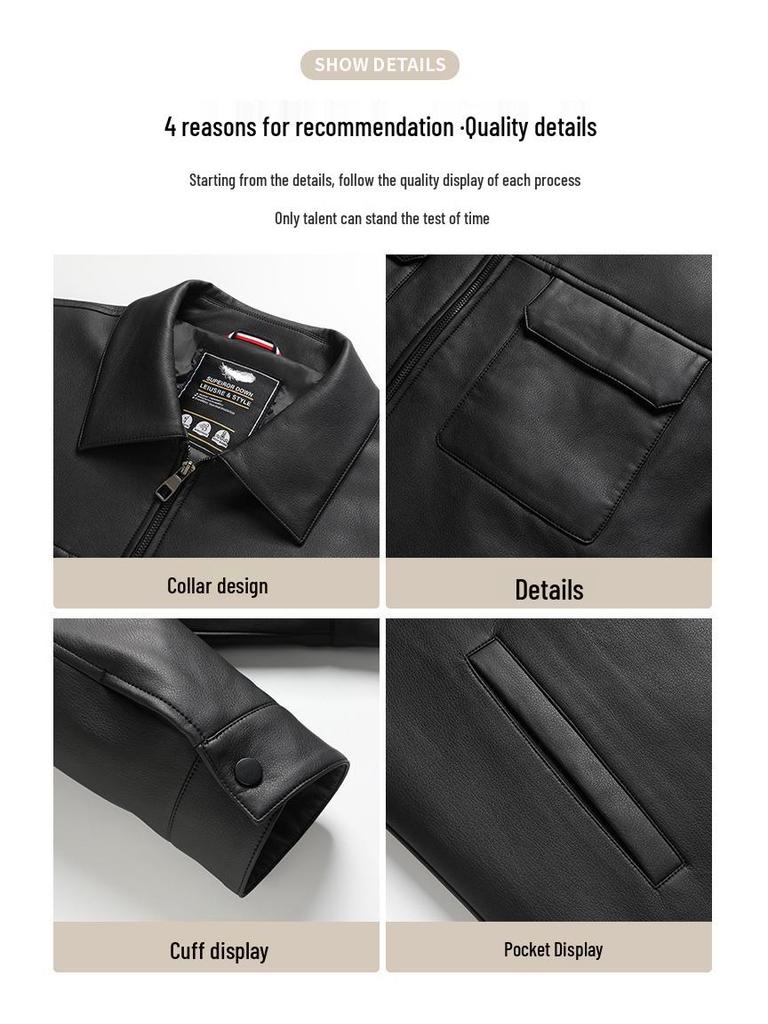 Men's Plus Size Motorcycle Leather Down Jacket - Fat Brother 2025 Extra Large Lapel Style