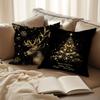 1pc Black Golden Christmas Cushion Cover Snowman Durable Cover 2025 New for Home Ornament Xmas New Year Christmas Decoration