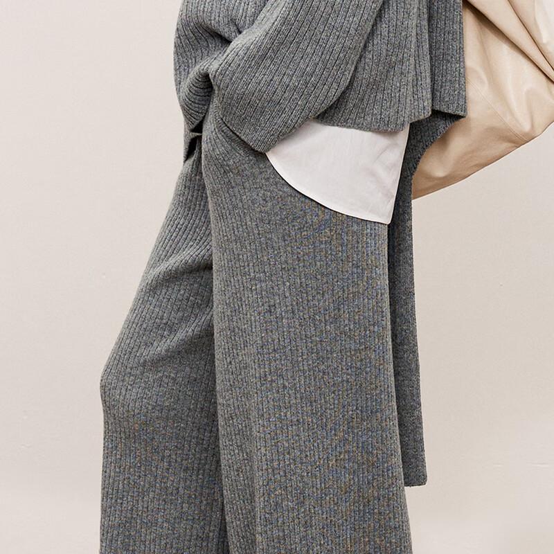 LESS 2024 Autumn Merino Wool Cashmere Loose Flare Trousers