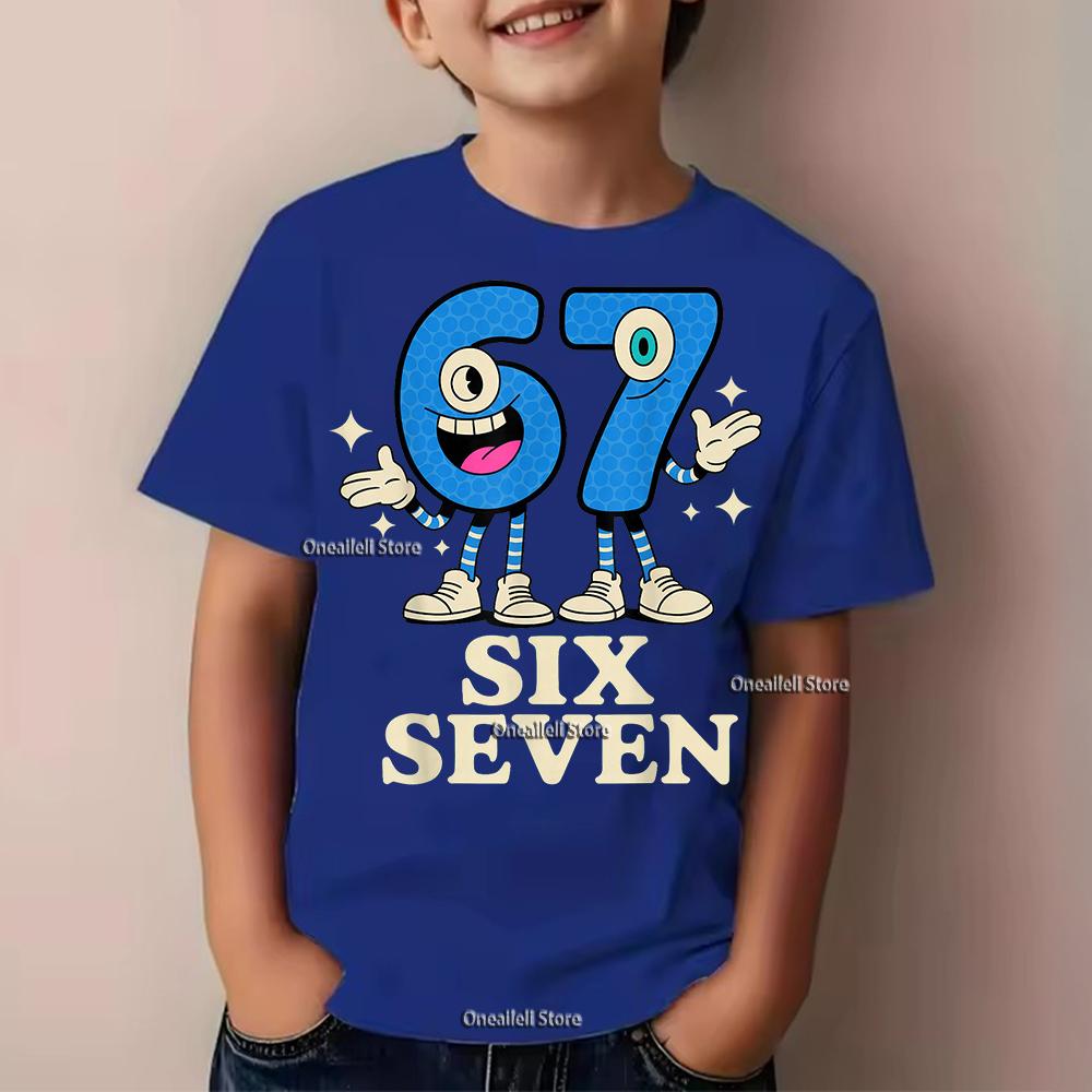 Summer 67 Six Seven Italian Brainrot Math Joke Children's T-Shirt Funny Casual Short Sleeve Kid Boy Tee Tops Comfortable TShirt
