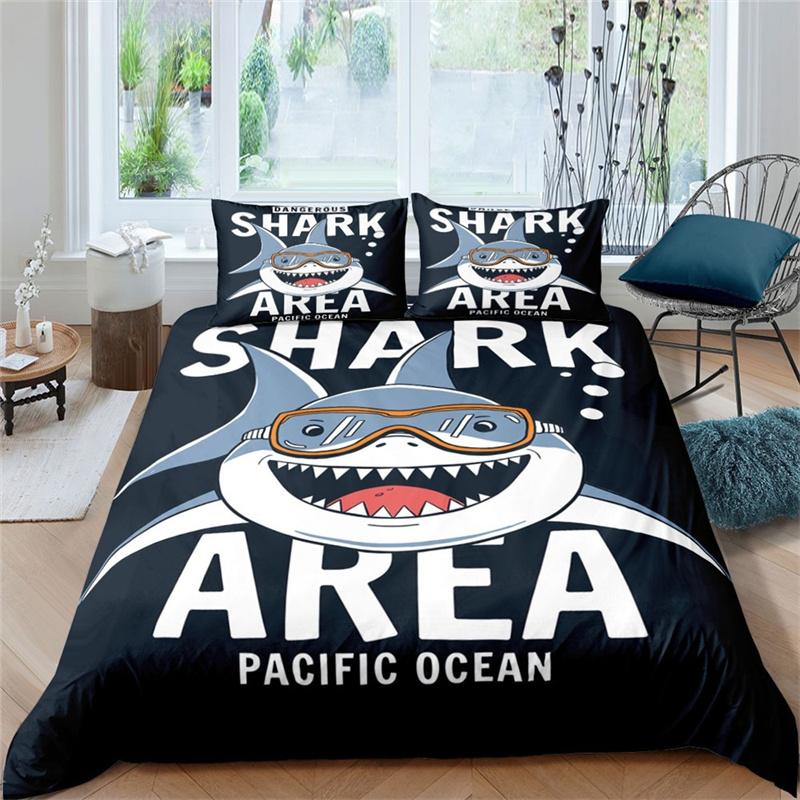 Dolphin Ocean King Queen Duvet Cover Cute 3D Sea Animal Bedding Set for Kids Teens Adults Shoal of Fish Blue 2/3pcs Quilt Cover