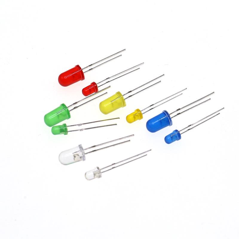 3mm & 5mm LED Bulb Set - Red, Green, Yellow, Blue, White Through-Hole Experiment Lamp Beads