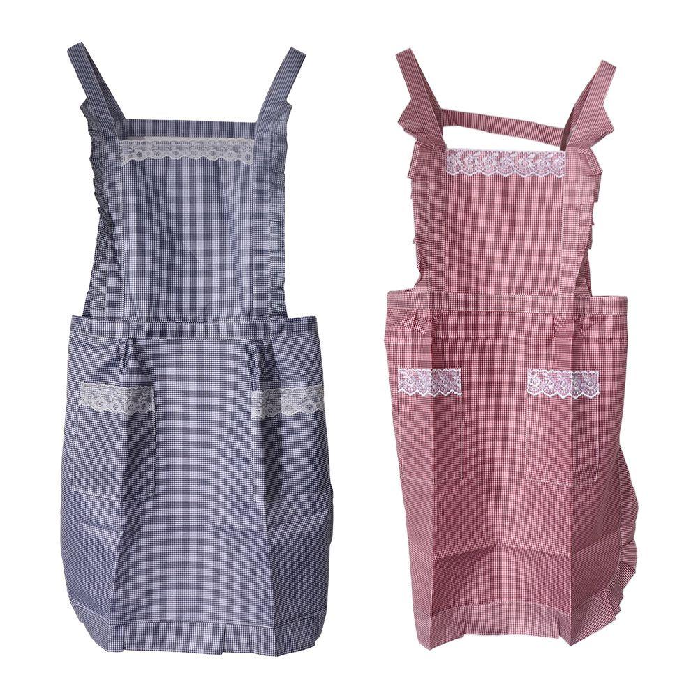

Lovely Adjustable Cooking Waterproof Lace with Pockets Princess Skirt Apron Kitchen Work Clothes темно-красного