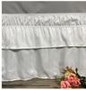 16 Inch White Double Layers Ruffles Queen Bed Skirts Drop With Sturdy Elastic Wrap Around Easy Install Soft Fabric