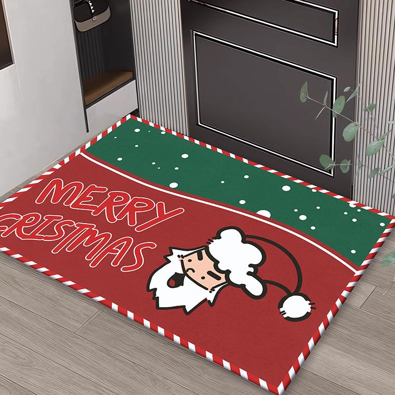 Christmas Festival Entrance To The Door Of The Diatom Mud Mat Waterproof Non-Slip Can Wipe Cartoon Home Mat