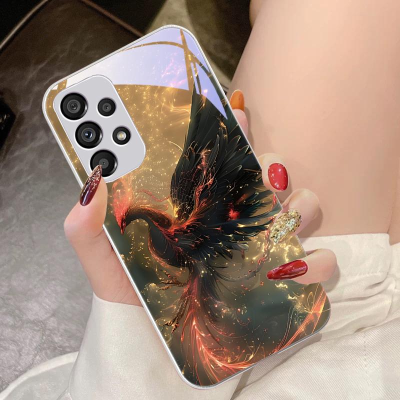 Golden Phoenix Unfolding For Samsung Galaxy S10 4G S20 11E 30 S21 22 S24 Fe Pro S23 S25 Ultra 5G S9 Tempered Glass Phone Case