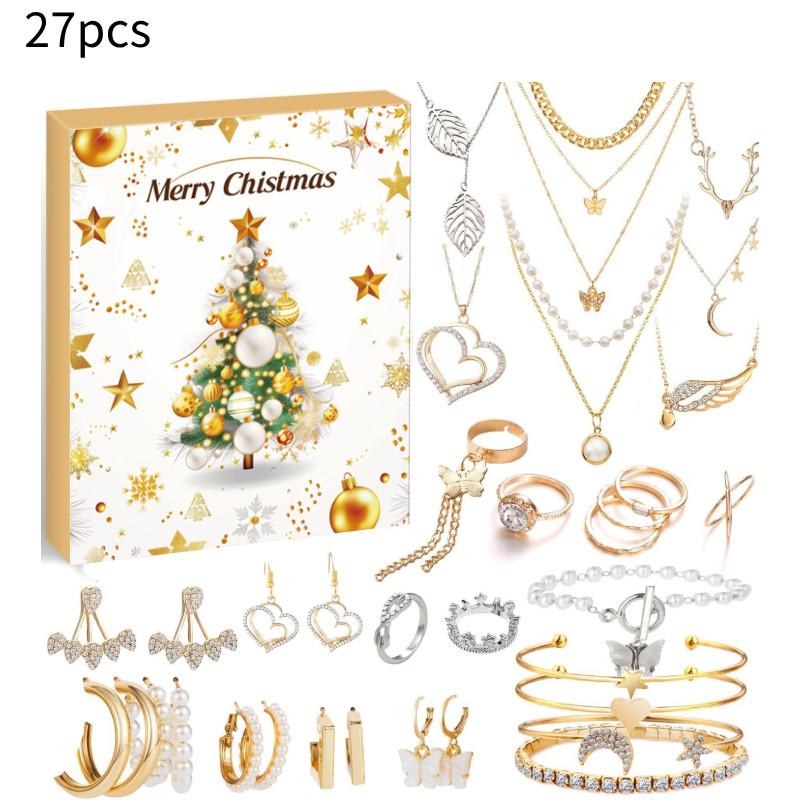 Festive Christmas Themed Earrings Gift Box With Heart And Geometric Designs For Women