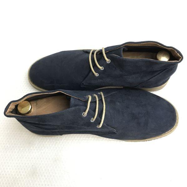 H&M Crepe Sole Suede Chukka Boots 27.5 Navy Blue Desert Leather Shoes