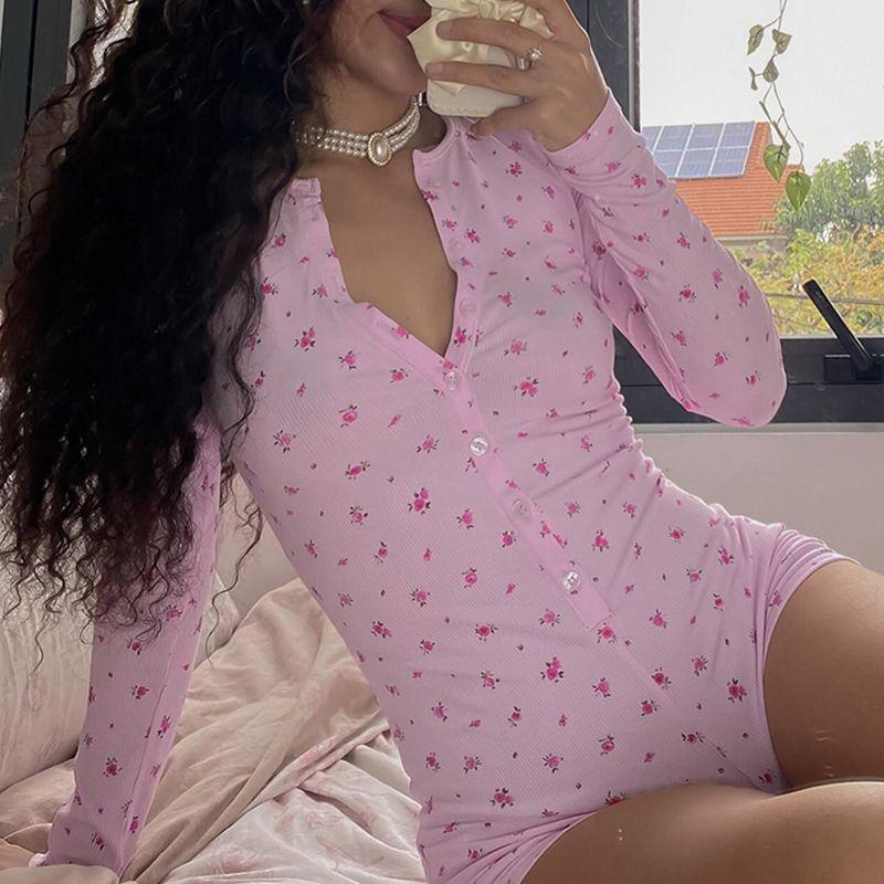 European & American Style Women's Slim-Fit One-Piece Jumpsuit Pajamas