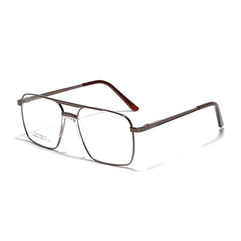 Double Beam Metal Square Saddle Nose Pad Glasses Men'S Literary And Retro Large Frame Flat Mirror Women'S Large Frame Mirror