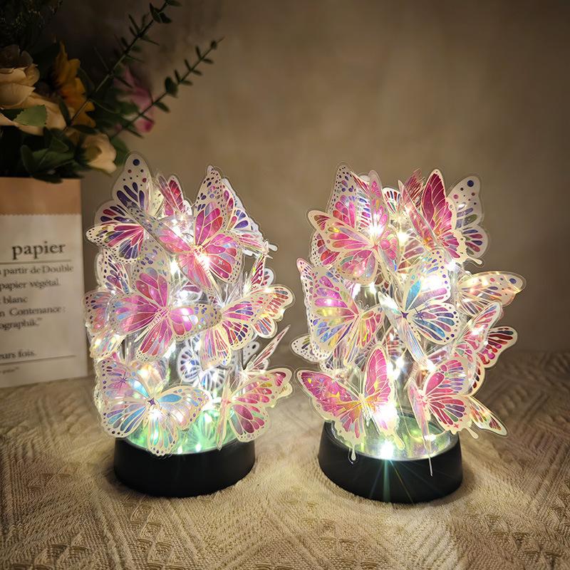 1 Set Unique Novelty Bedroom Lamp Butterfly Night Light Diy Craft Romantic Gift For Girls Women Valentines Day Birthday