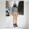 Sexy Woman In Snowy Forest Light Blue Cropped Sweater Gray Furry Slippers Vintage Metal Tin Sign for Bar Home Wall Decor