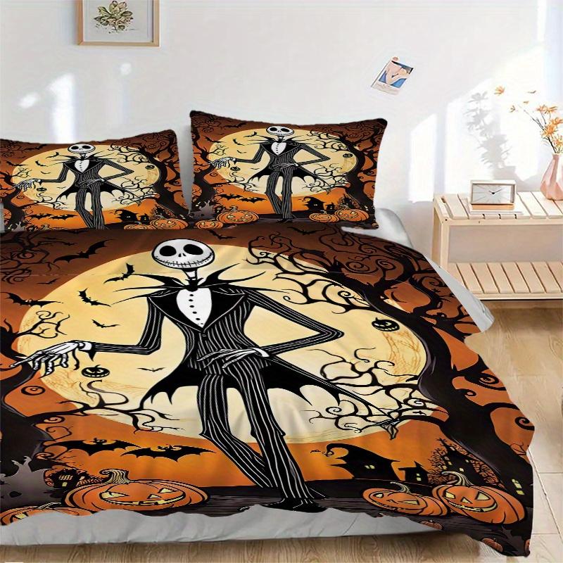 

3pcs Halloween Jack Skellington Bedding Set, Includes Quilt Cover and Pillowcases, Suitable for All Seasons, Machine Washable, Ideal Gift fo 135x200cm