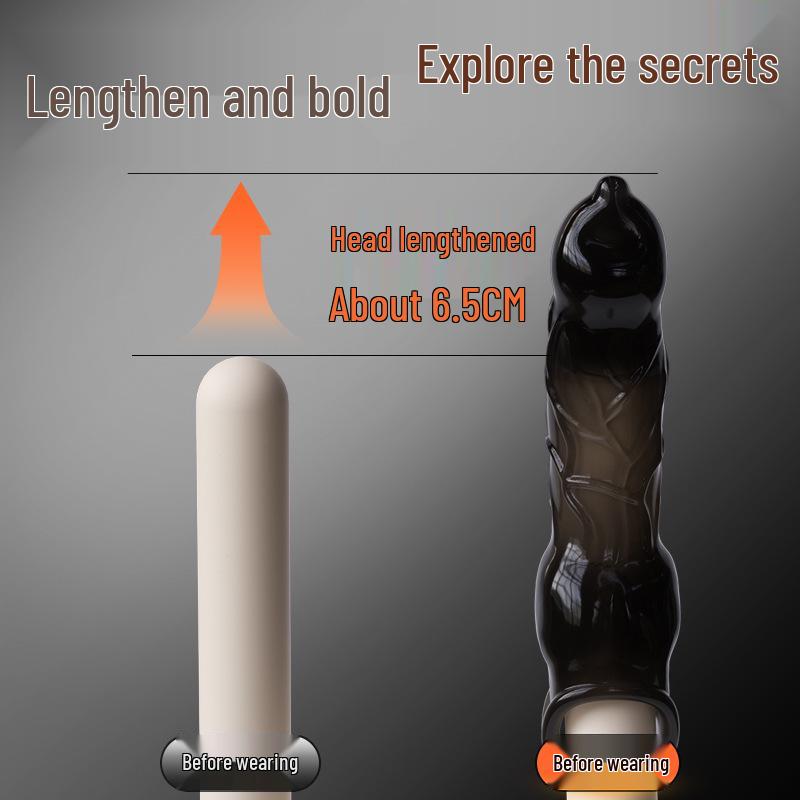 Wolfhound Wireless Remote Control Vibration Crystal Wolf Tooth Sleeve - Thickened, Lengthened, Ten-Frequency Ejaculation Lock for Men