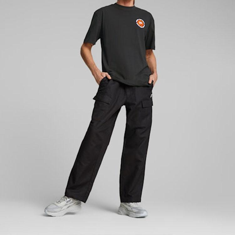 Puma Downtown Series Letter Print Short Sleeve T-Shirt Men Tops Black 539181-01