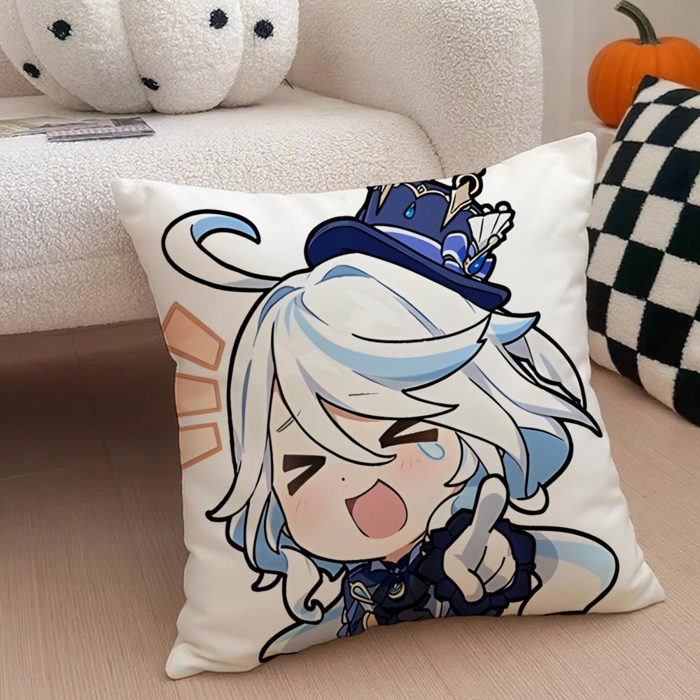 MiHoYo heiß lustig Genshin Emotes Meme Kissenbezug Überwurf-Kissenbezug Versteckter Knopf Strapazierfähiges Polyester Stuhlkissen