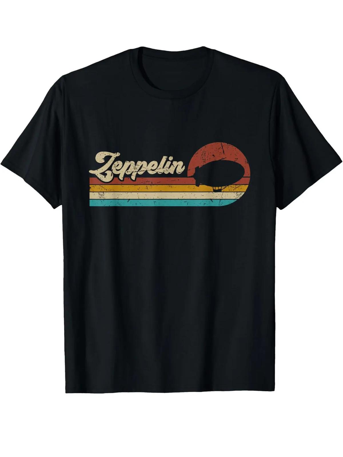 Men s Vintage Zeppelin Retro Sunset T-Shirt - 100% Cotton, Soft & Breathable XXXL