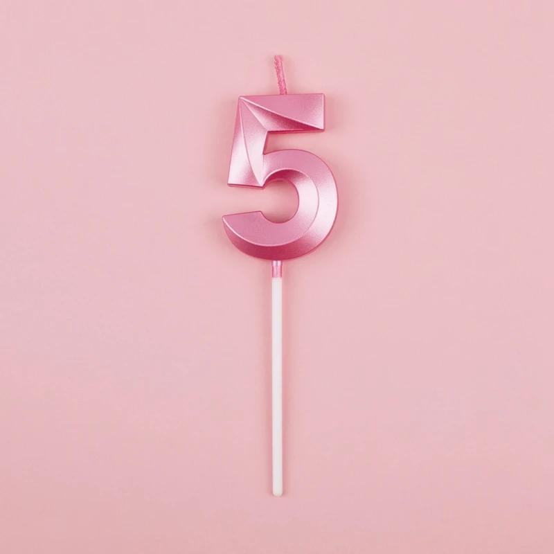 Pink Blue Digital Candle 0-9 Number Birthday Candles Cake Dessert Insert Decoration Baby Shower Anniversary Day Cake Decor