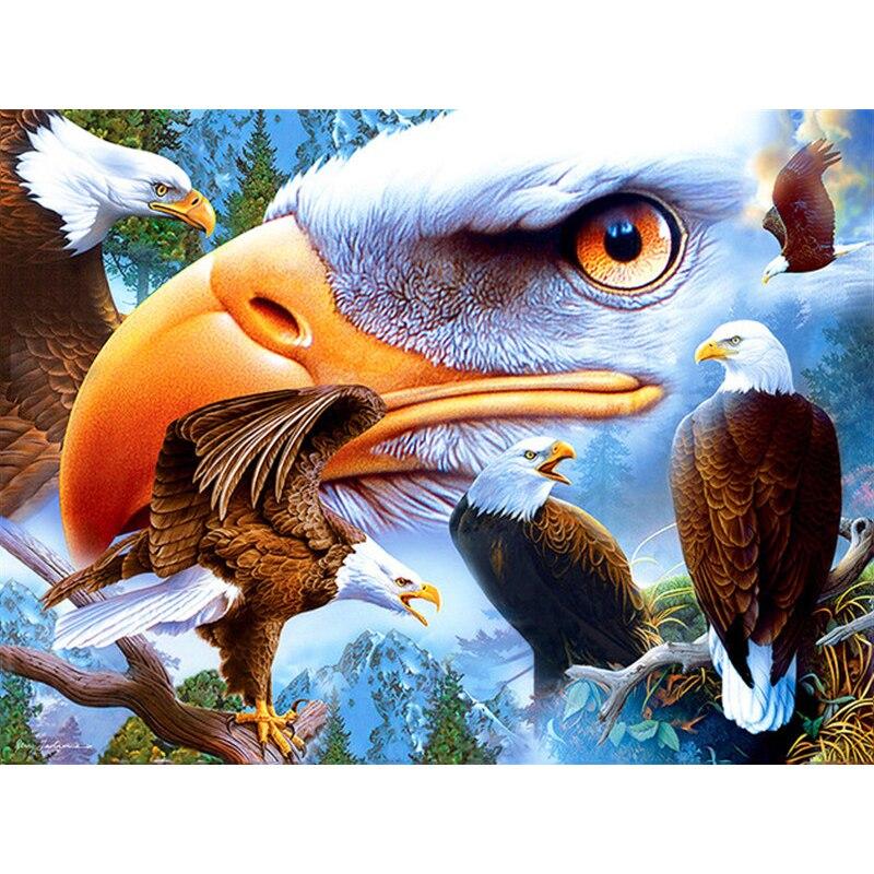 New 5D DIY Diamond Painting Eagle Head Diamond Embroidery Animal Cross Stitch Full Round Drill Home Decor Manual Art Gift