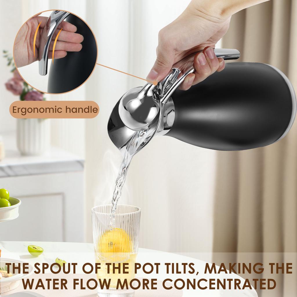 Thermal Coffee Carafe  Leak-proof 2L Thermal Pot Stainless Steel Insulated Coffee Carafe Practical Insulated Tea Pot for Kitchen