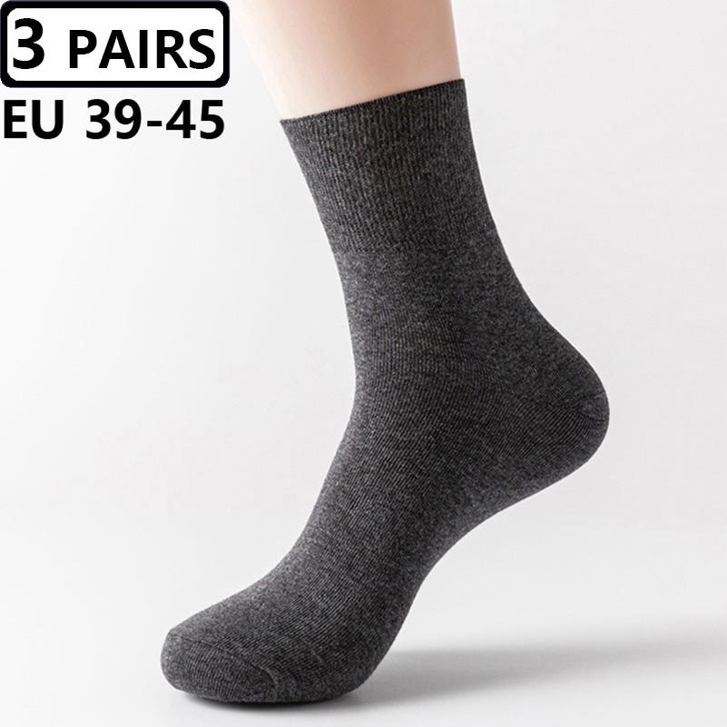 3 Pairs/lot Men's Large Socks Plus Big Size EU48,49,50 All-match Casual Business Anti-Odor Men Socks Sox Meias Calcetines Hombre