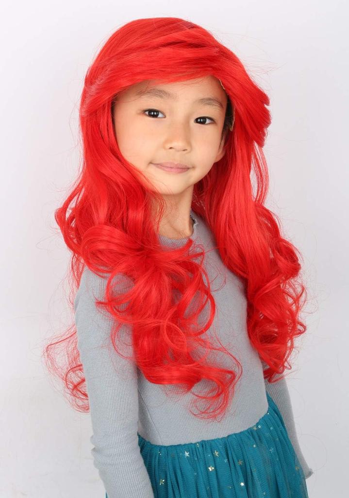 Topcosplay Mermaid Wig for Red Curly Cosplay Halloween Costume Theater One Size Fits School with Net Kids, Hair, Wig, Wig, Wig, Costume, Most,