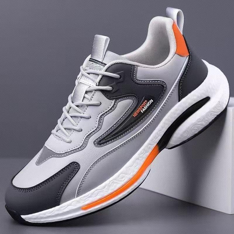 Men's Shoes Autumn New Fly-woven Mesh Breathable Casual Shoes Fashionable Soft-soled Lightweight Leather Sneakers
