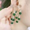 Glamorous Green Stone Tassel Earrings Inlaid Rhinestones Delicate Dangle Design for Daily Wear Or Weddings Fashionable Accessories To Enchant