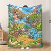 1 Flannel Throw Blanket Dinosaur Exploration Adventure Fun World Shawl Blanket Nap Blanket Sofa Blanket Lightweight Soft Comfortab