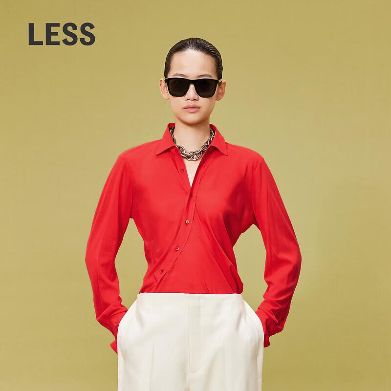 LESS 2024 Spring Mulberry Silk Elegant Long Sleeve Shirt L