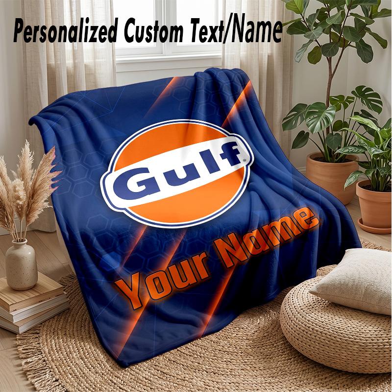 Coperta in Flanella Personalizzata Gulf Stampa il Tuo Nome Testo Morbida Calda Coperta Regalo di Festa